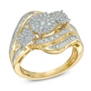 Thumbnail Image 1 of 1 CT. T.W. Multi-Diamond Three Stone Bypass Ring in 10K Gold
