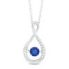 Thumbnail Image 0 of 5.0mm Lab-Created Blue and White Sapphire Infinity Pendant in Sterling Silver