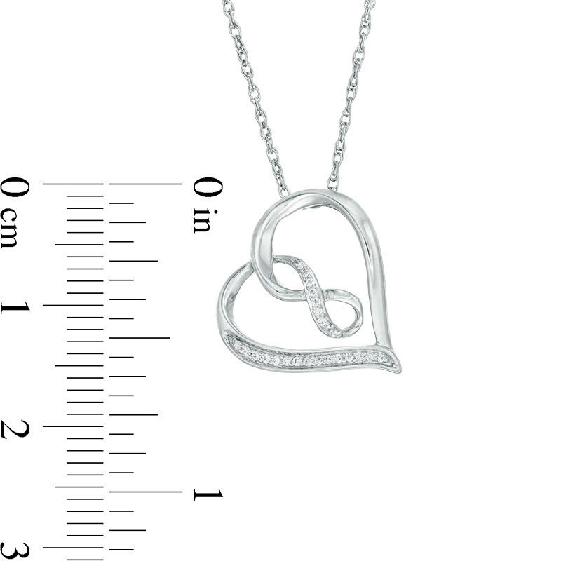 1/20 CT. T.W. Diamond Infinity Tilted Heart Pendant in 10K White Gold