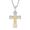 Thumbnail Image 0 of Men's Multi-Finish Crucifix Pendant in Stainless Steel and Yellow IP - 24"