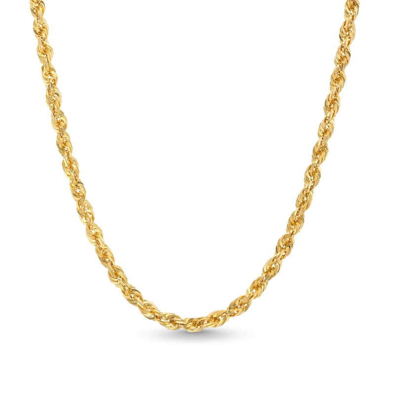 Men's 5.5mm Diamond-Cut Glitter Rope Chain Necklace in Solid 10K Gold - 24"