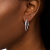 Thumbnail Image 1 of 1/10 CT. T.W. Diamond Double Hoop Earrings in Sterling Silver