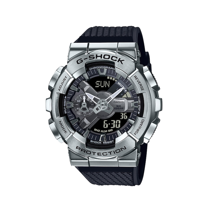 Men's Casio G-Shock Classic Strap Watch with Black and Silver-Tone Dial (Model: GM110-1A)