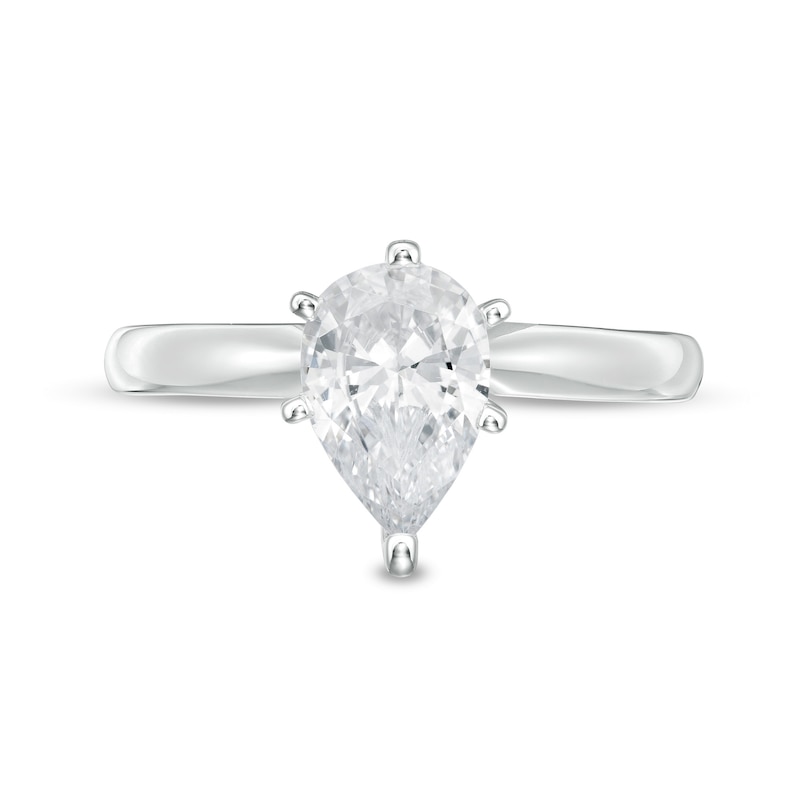 1 CT. T.W. Certified Pear-Shaped Diamond Solitaire Engagement Ring in 14K White Gold (I/I2)