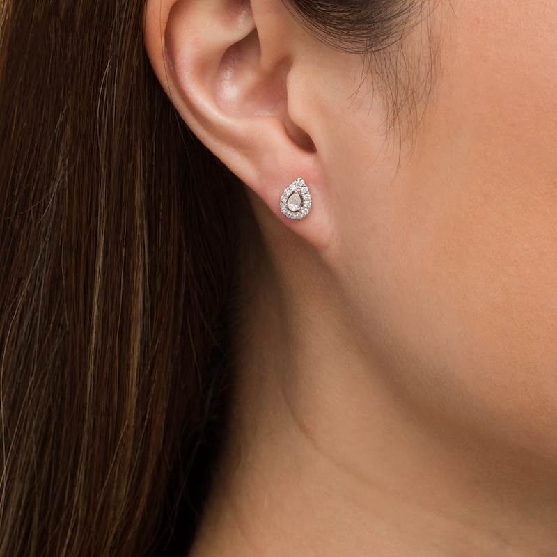 1/2 CT. T.W. Pear-Shaped Diamond Frame Stud Earrings in 10K White Gold