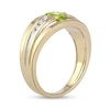 Thumbnail Image 1 of Men's Oval Peridot and 1/6 CT. T.W. Diamond Tri-Sides Grooved Band in 10K Two-Tone Gold
