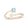 Thumbnail Image 0 of 4.0mm Swiss Blue Topaz and Polished Heart Open Wrap Ring in 10K Gold