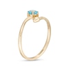 Thumbnail Image 2 of 4.0mm Swiss Blue Topaz and Polished Heart Open Wrap Ring in 10K Gold