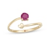 Thumbnail Image 0 of 4.0mm Ruby and Polished Heart Open Wrap Ring in 10K Gold