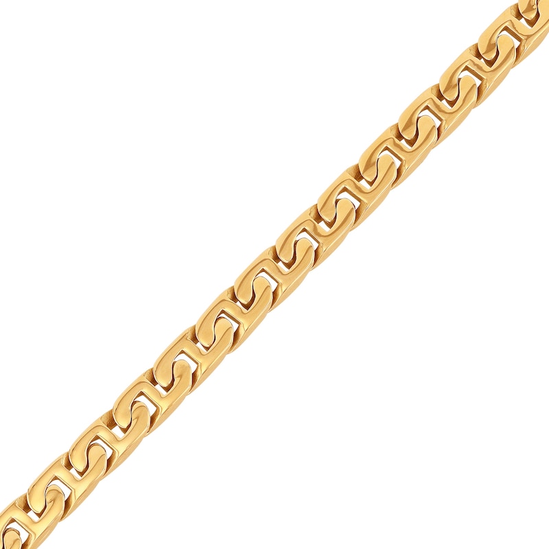 Men's 6.5mm Flat Mariner Chain Bracelet in Stainless Steel with Yellow Ion Plate - 8.5"