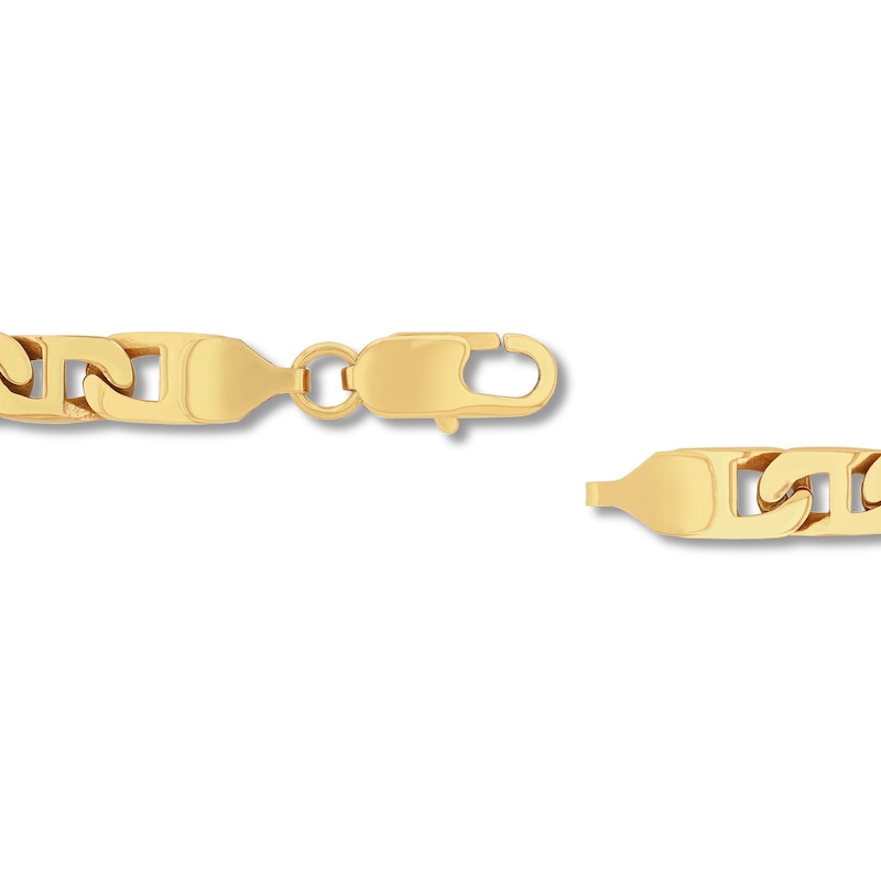 Men's 6.5mm Flat Mariner Chain Bracelet in Stainless Steel with Yellow Ion Plate - 8.5"