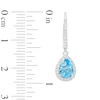 Thumbnail Image 2 of Pear-Shaped Swiss Blue Topaz and White Lab-Created Sapphire Frame Drop Earrings in Sterling Silver