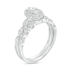 Thumbnail Image 2 of 1/4 CT. T.W. Oval-Shaped Multi-Diamond Scallop Shank Vintage-Style Bridal Set in Sterling Silver