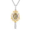Thumbnail Image 0 of Enchanted Disney Belle Oval Citrine and 1/10 CT. T.W. Diamond Mirror Pendant in Sterling Silver and 14K Gold