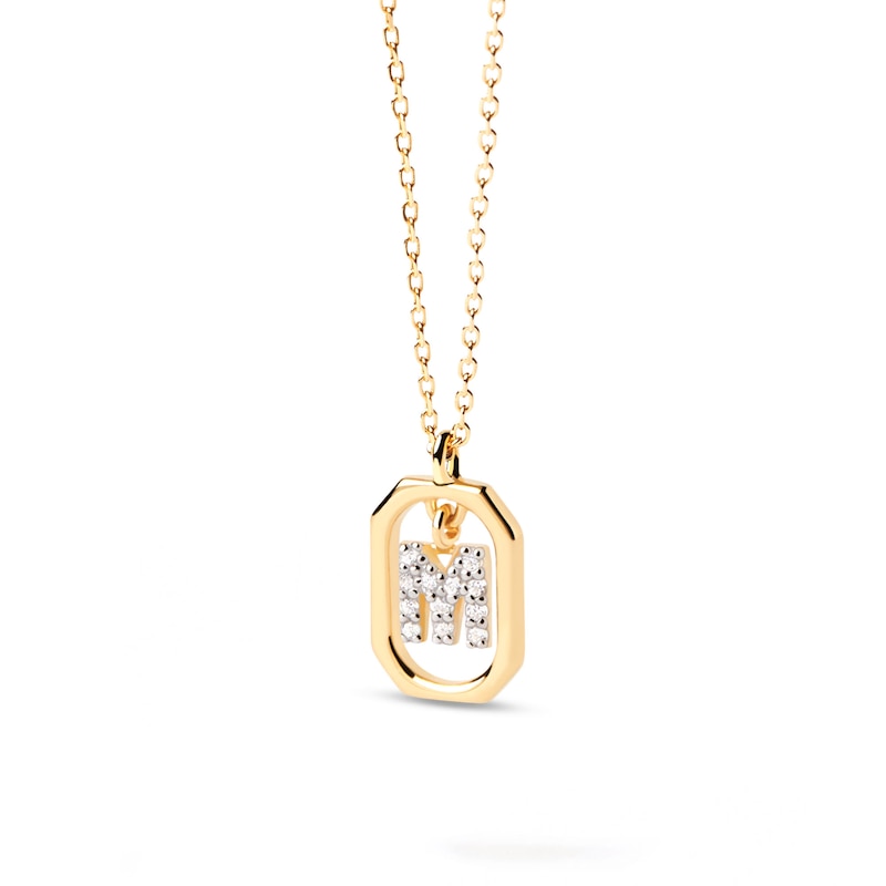 PDPAOLA™ at Zales Lab-Created Diamond Accent Letter "M" Initial Pendant in 18K Gold
