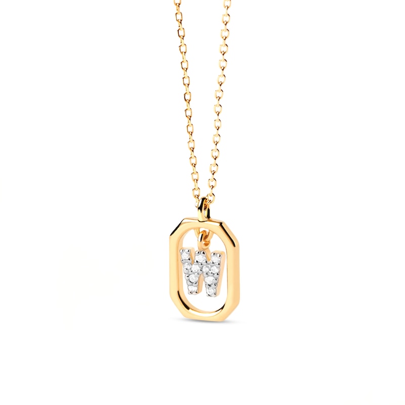 PDPAOLA™ at Zales Lab-Created Diamond Accent Letter "W" Initial Pendant in 18K Gold