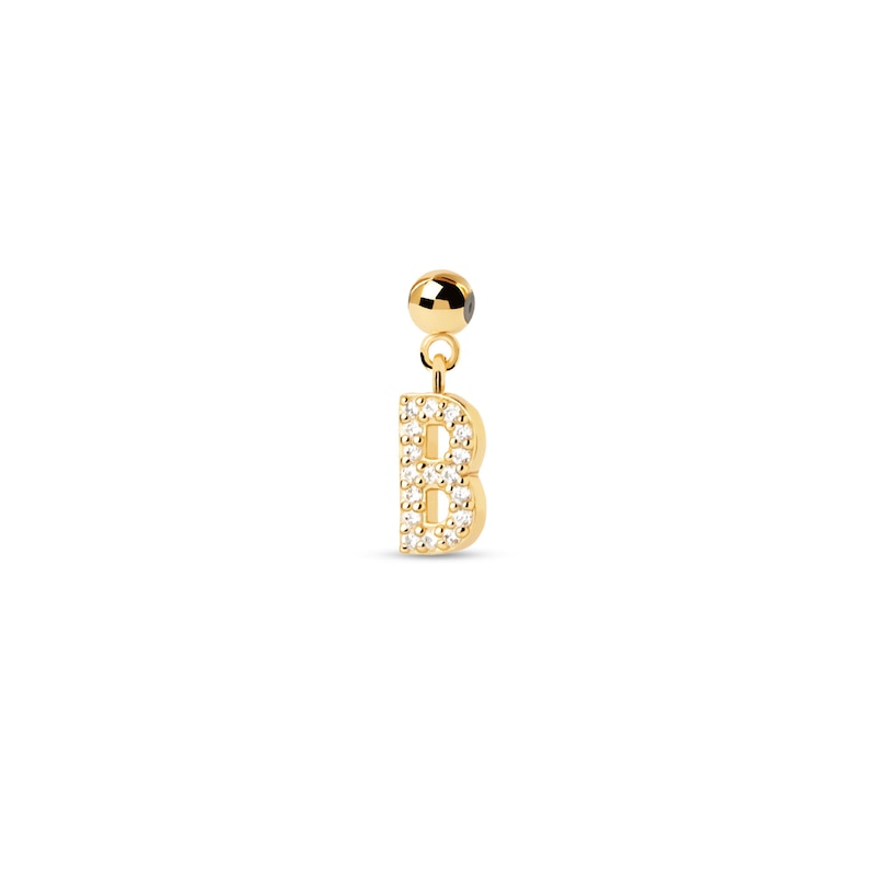 PDPAOLA™ at Zales Cubic Zirconia Letter "B" Initial Bead Charm in Sterling Silver with 18K Gold Plate