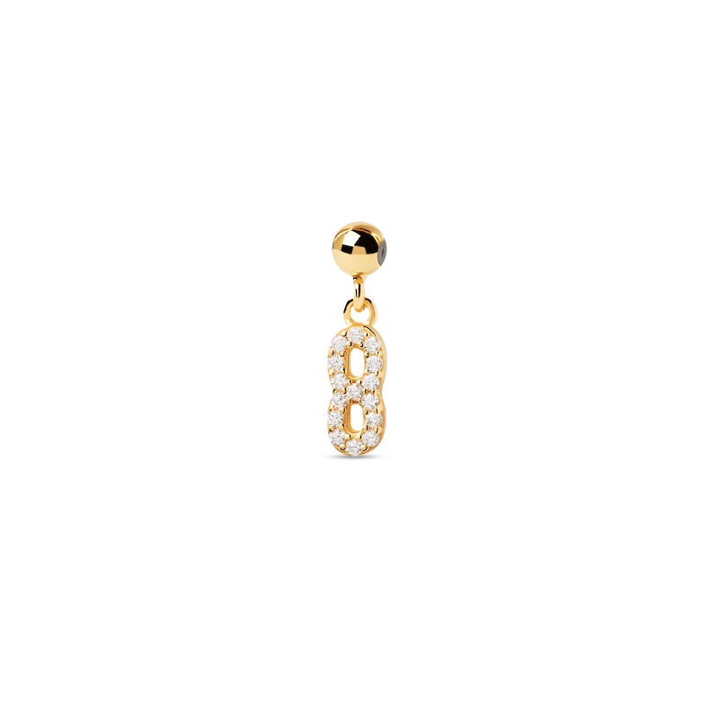 PDPAOLA™ at Zales Cubic Zirconia Number "8" Bead Charm in Sterling Silver with 18K Gold Plate