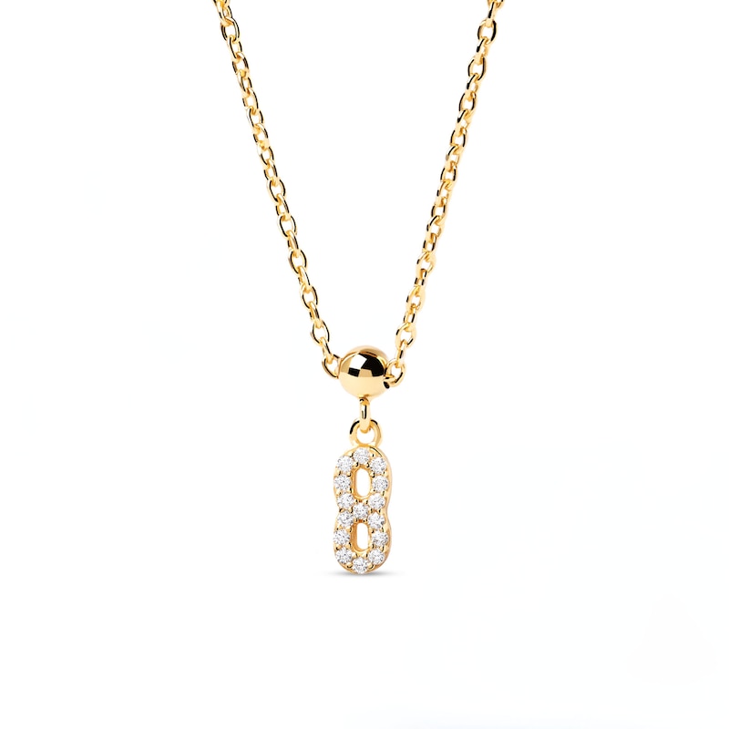 PDPAOLA™ at Zales Cubic Zirconia Number "8" Bead Charm in Sterling Silver with 18K Gold Plate