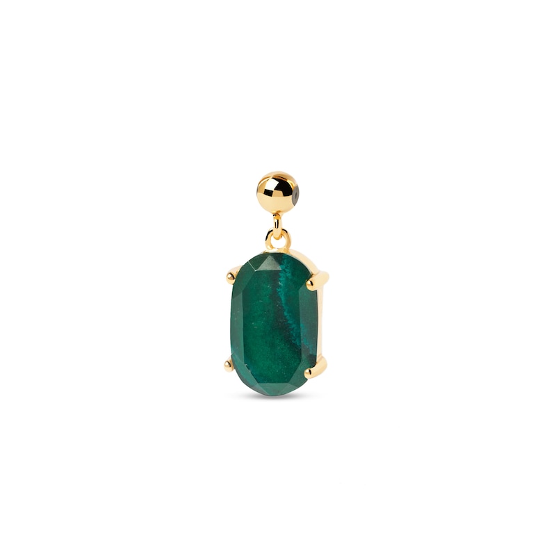 PDPAOLA™ at Zales Oval Malachite Transformation Bead Charm in Sterling Silver with 18K Gold Plate