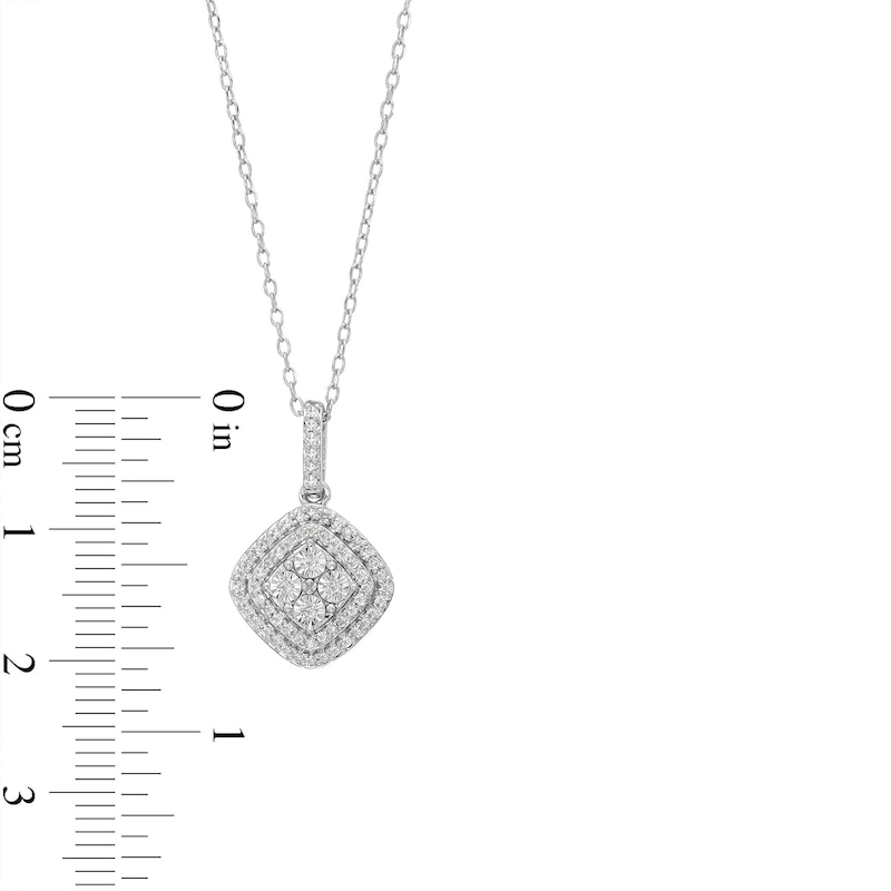 1/2 CT. T.W. Cushion Multi-Diamond Tilted Pendant and Stud Earrings Set in Sterling Silver