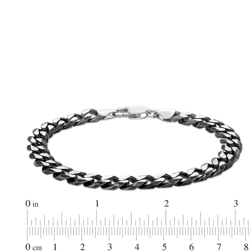 Men's 8.1mm Diamond-Cut Curb Chain Necklace and Bracelet Set in Solid Sterling Silver with Black Ruthenium