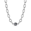 Thumbnail Image 0 of Men's 10.0-11.0mm Black Cultured Tahitian Pearl Cable Chain Necklace in Sterling Silver - 20"