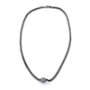 Thumbnail Image 1 of Men's 10.0-11.0mm Black Cultured Tahitian Pearl Box Chain Necklace in Sterling Silver with Black Rhodium - 20"