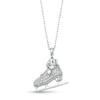 Thumbnail Image 0 of Cultured Freshwater Pearl and White Lab-Created Sapphire Ice Skate Pendant in Sterling Silver