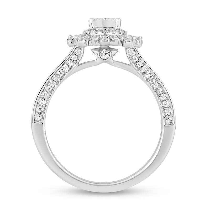 Enchanted Disney Wish 1 CT. T.W. Oval Diamond Frame Engagement Ring in 14K White Gold (I/I1)