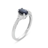 Thumbnail Image 2 of Oval Blue Sapphire and 1/10 CT. T.W. Diamond Ring in 10K White Gold