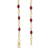 Thumbnail Image 2 of Oval Lab-Created Ruby, Diamond Accent and Rice Bead Alternating Bracelet in 10K Gold - 7.25"