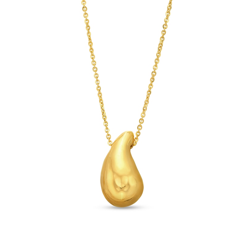 Sculpted Oval Diamond-Cut Pendant in Hollow 14K Gold – 17”