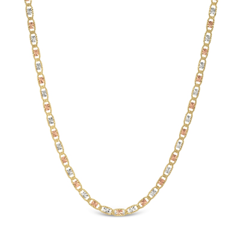2.5mm Diamond-Cut Valentino Chain Necklace in Solid 14K Tri-Tone Gold - 18"