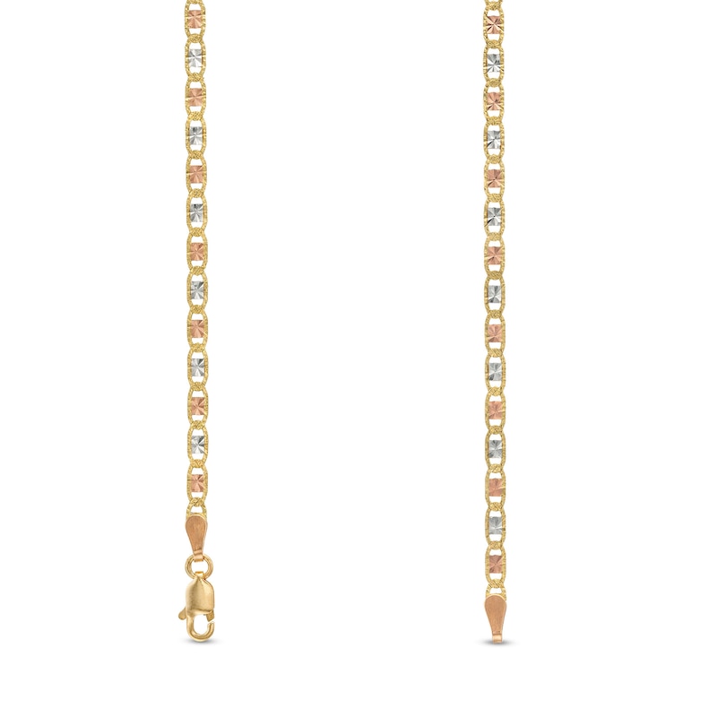2.5mm Diamond-Cut Valentino Chain Necklace in Solid 14K Tri-Tone Gold - 18"