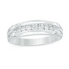 Thumbnail Image 2 of 3/4 CT. T.W. Quad Diamond Comfort Fit Wedding Ensemble in 14K White Gold - Size 7 and 10.5