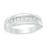 Thumbnail Image 3 of 3/4 CT. T.W. Quad Diamond Comfort Fit Wedding Ensemble in 14K White Gold - Size 7 and 10.5