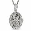 Thumbnail Image 0 of Diamond Accent Oval Vintage Locket in Sterling Silver