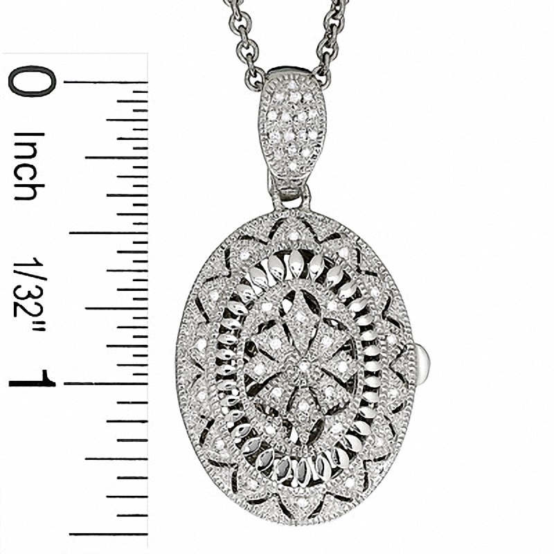 Diamond Accent Oval Vintage Locket in Sterling Silver