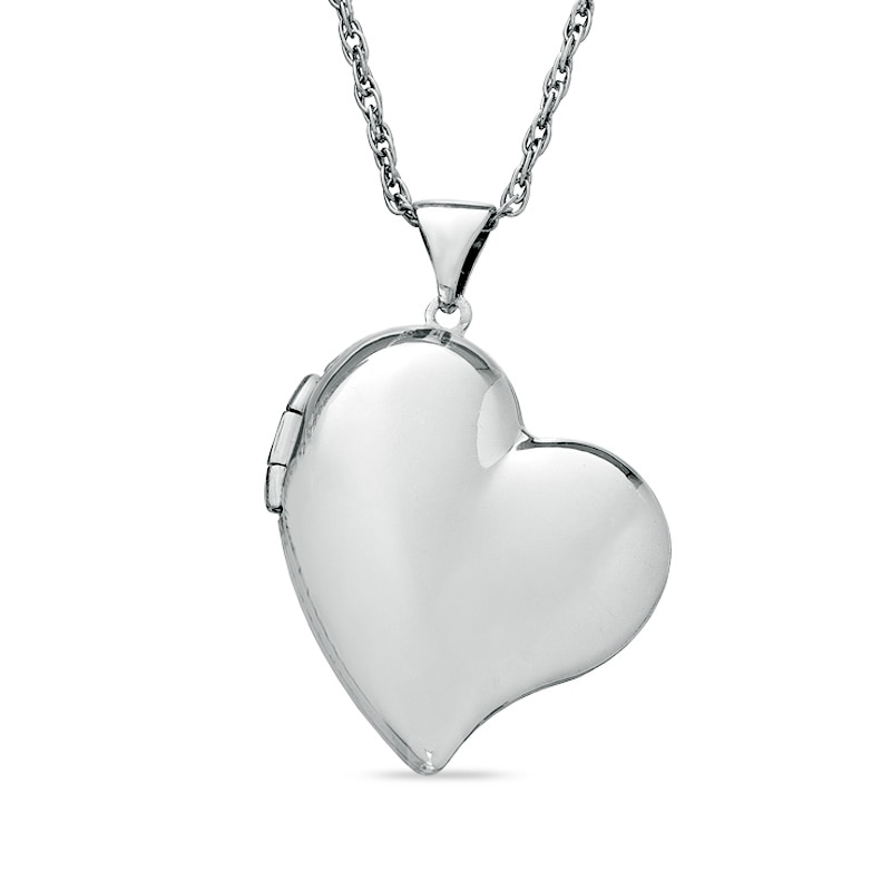 Tilted Heart Locket in Sterling Silver