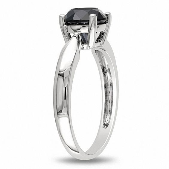 2 CT. Enhanced Black Diamond Solitaire Ring in 10K White Gold Round
