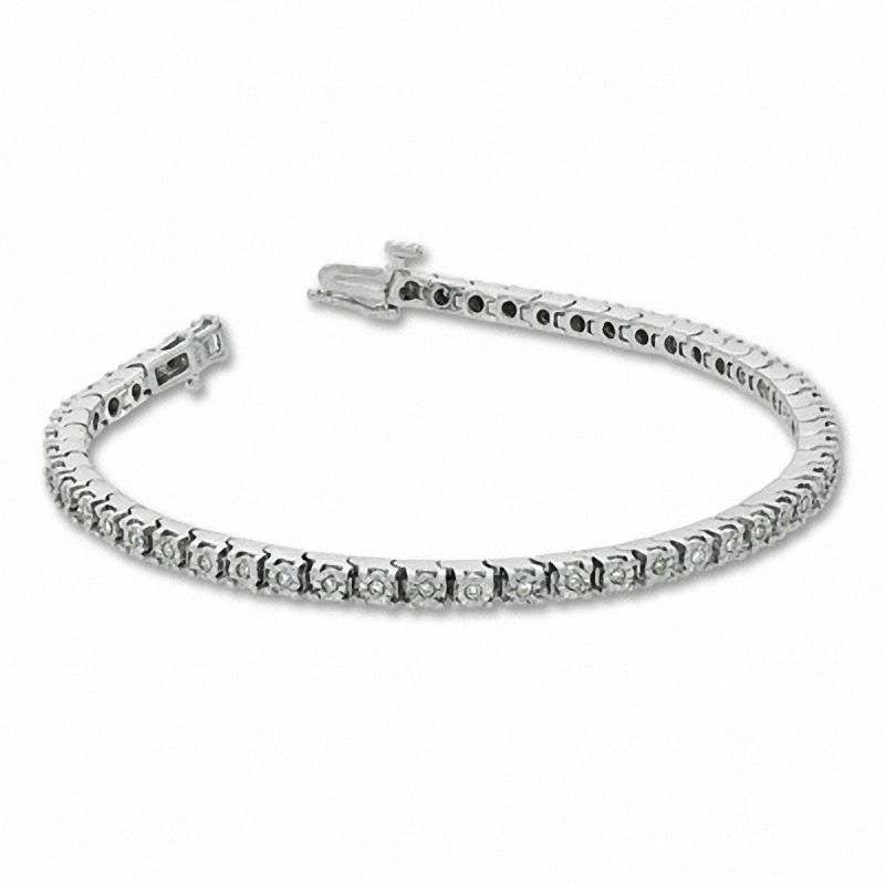 1/2 CT. T.W. Diamond Tennis Bracelet in Sterling Silver - 7.25"