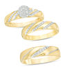 Thumbnail Image 0 of 1/3 CT. T.W. Multi-Diamond Frame Slant Wedding Ensemble in 10K Gold - Size 7 and 10