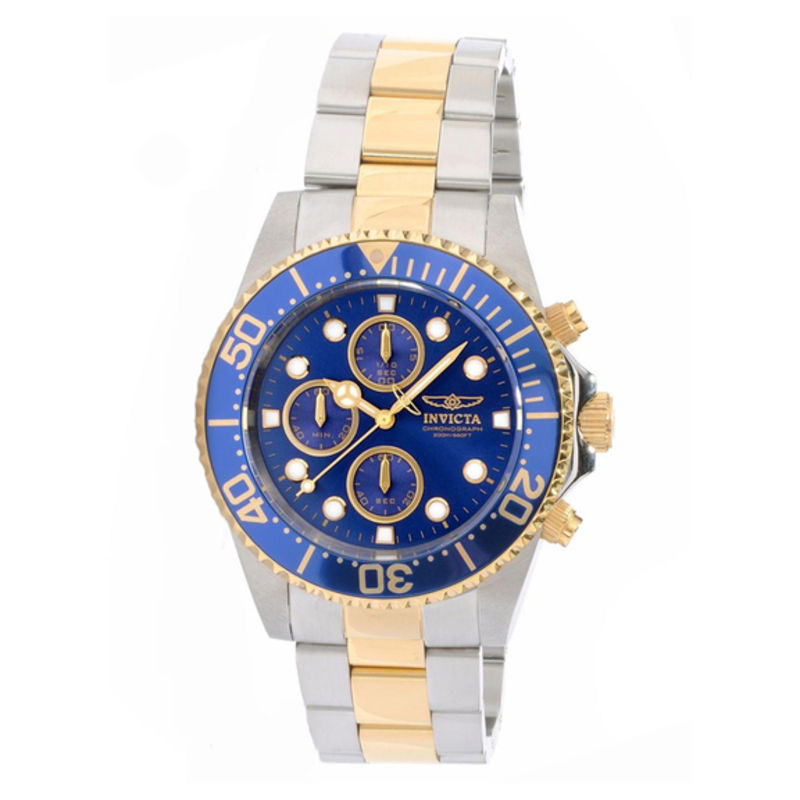 Men's Invicta Pro Diver Chronograph Two-Tone Watch with Blue Dial (Model: 1773)