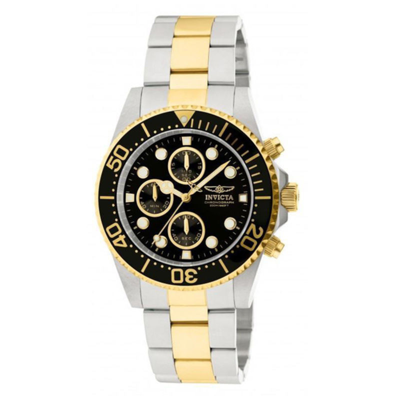 Men's Invicta Pro Diver Chronograph Two-Tone Watch with Black Dial (Model: 1772)