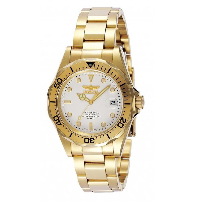Men's Invicta Pro Diver Gold-Tone Watch with White Dial (Model: 8938)