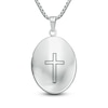 Thumbnail Image 0 of Oval Locket with Cross in Stainless Steel - 24"