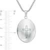Thumbnail Image 2 of Oval Locket with Cross in Stainless Steel - 24"