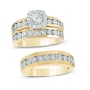Thumbnail Image 0 of 3/8 CT. T.W. Diamond Square Frame Wedding Ensemble in 10K Gold - Size 7 and 10