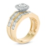 Thumbnail Image 1 of 3/8 CT. T.W. Diamond Square Frame Wedding Ensemble in 10K Gold - Size 7 and 10